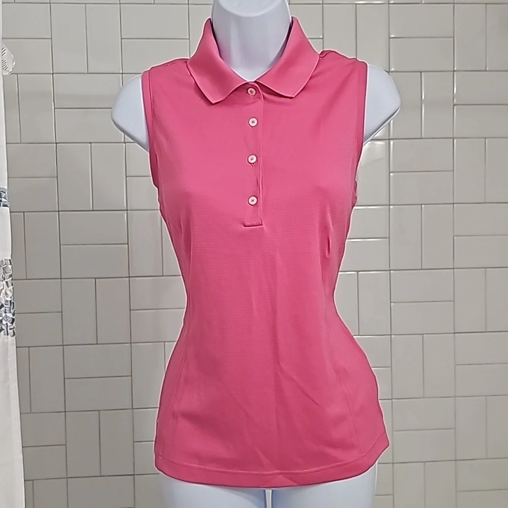 Adidas ClimateCool Sleeveless Button up Pink Top Size M - Picture 1 of 8